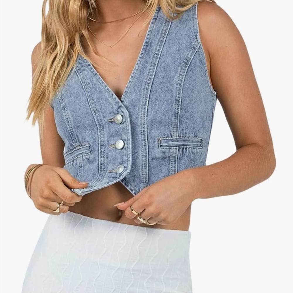 Denim Sleeveless Vest Top